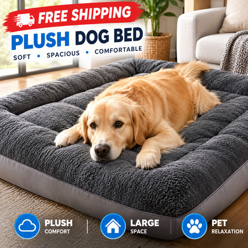 Extra large plush dog bed - large,